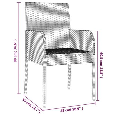 vidaXL 9-delige Tuinset met kussens poly rattan zwart en grijs