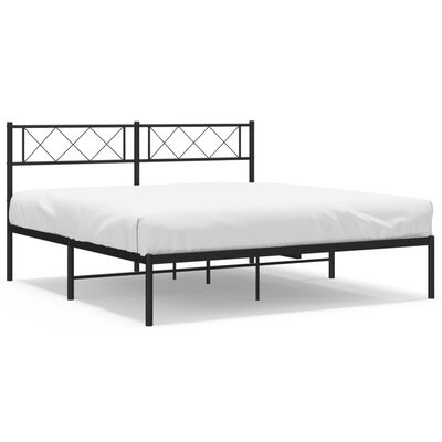 vidaXL Bedframe met hoofdbord metaal zwart 150x200 cm