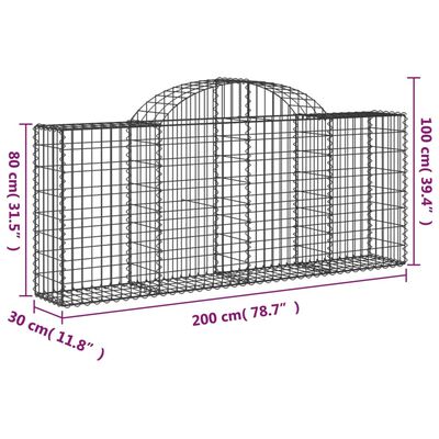 vidaXL Schanskorven 8 st gewelfd 200x30x80/100 cm gegalvaniseerd ijzer