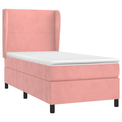 vidaXL Boxspring met matras fluweel roze 80x200 cm