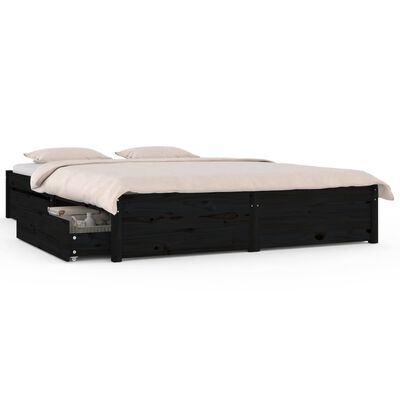 vidaXL Bedframe met lades zwart 135x190 cm