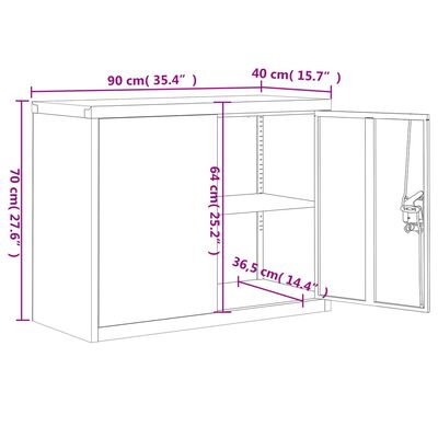 vidaXL Archiefkast 90x40x70 cm staal zwart