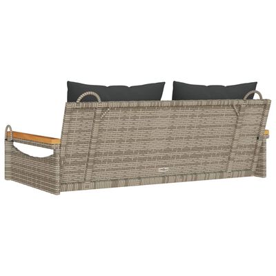 vidaXL Schommelbank met kussens 109x62x40 cm poly rattan grijs