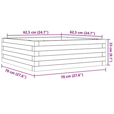 vidaXL Plantenbak 70x70x23 cm massief grenenhout wit