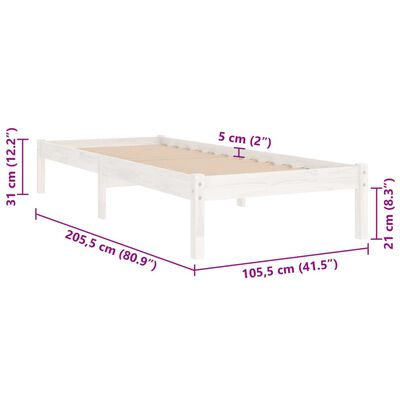 vidaXL Bedframe massief grenenhout wit 100x200 cm