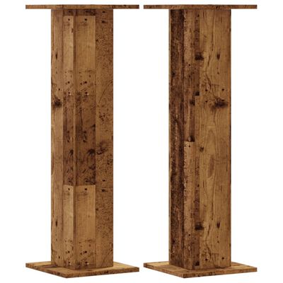 vidaXL Plantenstandaards 2 st 30x30x95 cm bewerkt hout oud houtkleurig