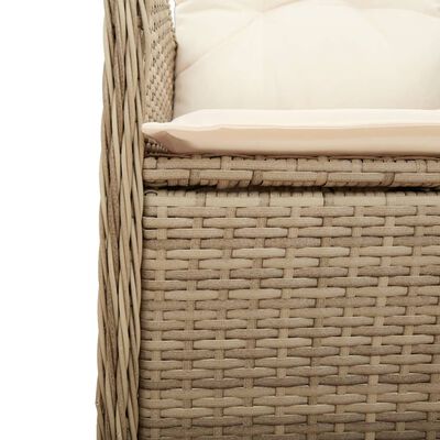 vidaXL 3-delige Bistroset met kussens poly rattan beige