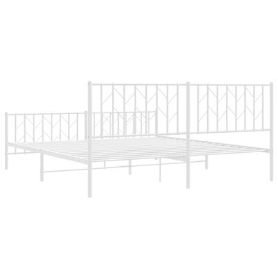 vidaXL Bedframe met hoofd- en voeteneinde metaal wit 183x213 cm