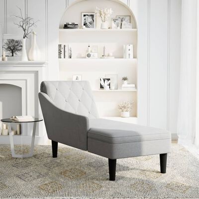 vidaXL Chaise longue met kussen en rechterarmleuning stof wolk grijs