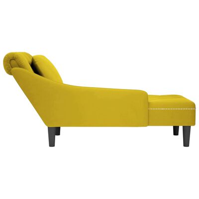 vidaXL Chaise longue met kussen en rechterarmleuning fluweel geel