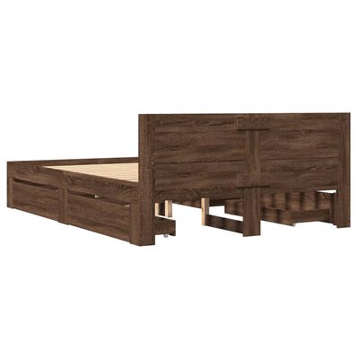 vidaXL Bedframe met hoofdeinde bewerkt hout bruineikenkleur 140x190 cm