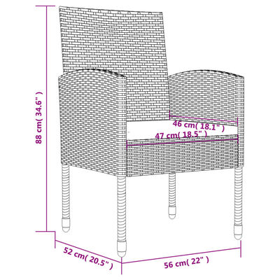 vidaXL 5-delige Tuinset poly rattan en staal zwart