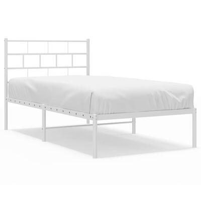 vidaXL Bedframe met hoofdbord metaal wit 90x190 cm