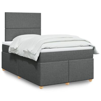 vidaXL Boxspring met matras stof donkergrijs 120x190 cm