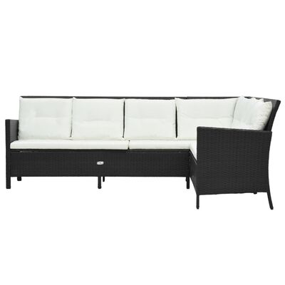 vidaXL 3-delige Loungeset met kussens poly rattan zwart