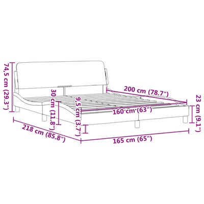 vidaXL Bedframe met hoofdbord kunstleer zwart en wit 160x200 cm