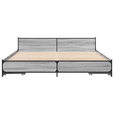 vidaXL Bedframe met lades bewerkt hout grijs sonoma eiken 180x200 cm