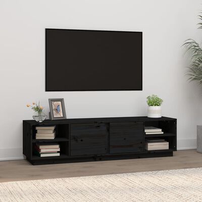 vidaXL Tv-meubel 156x40x40 cm massief grenenhout zwart