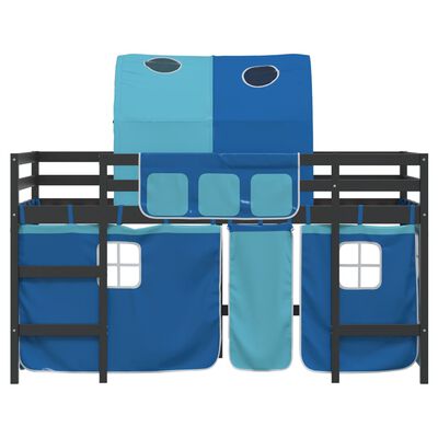 vidaXL Kinderhoogslaper met tunnel 80x200 cm massief grenenhout blauw