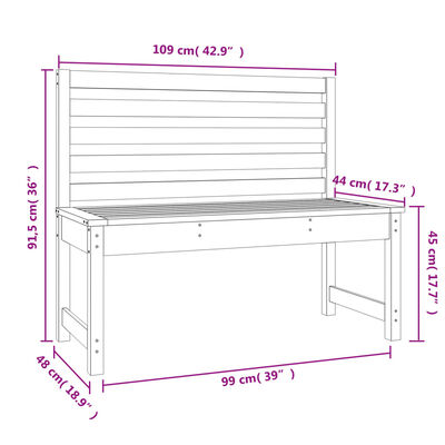 vidaXL Tuinbank 109 cm massief grenenhout zwart