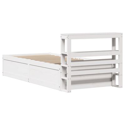 vidaXL Bedframe met hoofdeinde 100x200 cm massief grenenhout wit