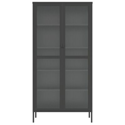 vidaXL Hoge kast 85x40x180 cm glas en staal zwart