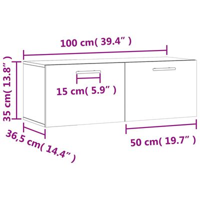 vidaXL Wandkast 100x36,5x35 cm bewerkt hout grijs sonoma eikenkleurig