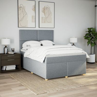 vidaXL Boxspring met matras stof lichtgrijs 140x200 cm