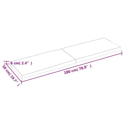 vidaXL Tafelblad natuurlijke rand 180x50x(2-6) cm massief eikenhout