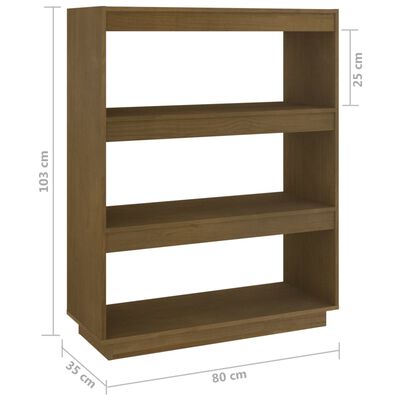 vidaXL Boekenkast/kamerscherm massief grenenhout honingbruin