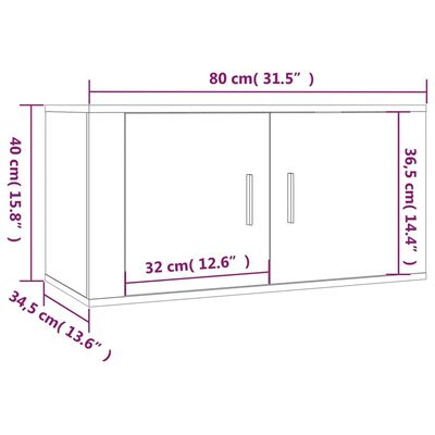 vidaXL Tv-wandmeubels 2 st 80x34,5x40 cm wit