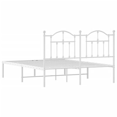 vidaXL Bedframe met hoofdbord metaal wit 150x200 cm