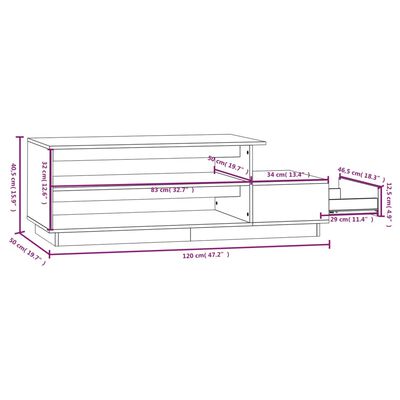 vidaXL Salontafel 120x50x40,5 cm massief grenenhout