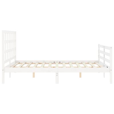 vidaXL Bedframe met hoofdbord massief hout wit