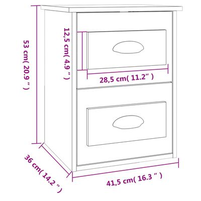 vidaXL Nachtkastjes 2 st wandgemonteerd 41,5x36x53 cm sonoma eiken