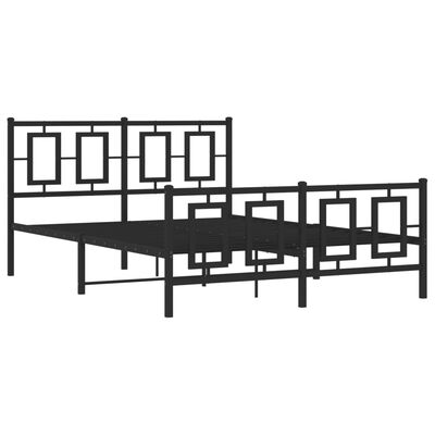 vidaXL Bedframe met hoofd- en voeteneinde metaal zwart 135x190 cm