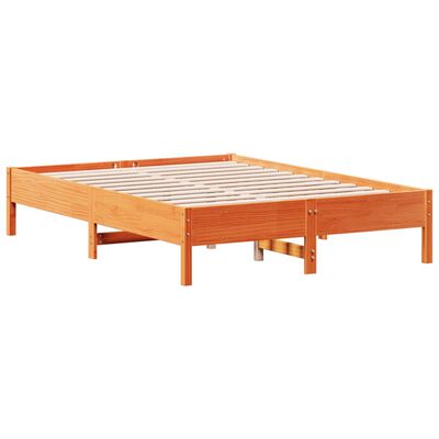 vidaXL Bedframe zonder matras massief grenenhout wasbruin 135x190 cm