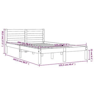 vidaXL Bedframe zonder matras massief grenenhout wasbruin 120x200 cm