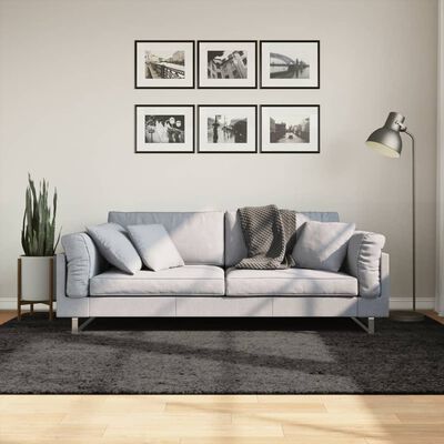 vidaXL Vloerkleed ISTAN hoogpolig glanzend 160x230 cm antracietkleurig