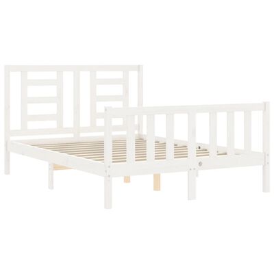 vidaXL Bedframe met hoofdbord massief hout wit