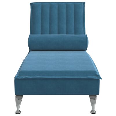 vidaXL Massage chaise longue met bolster fluweel blauw