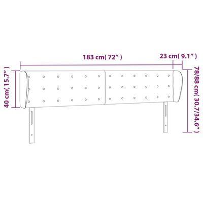 vidaXL Hoofdbord met randen 183x23x78/88 cm stof donkergrijs