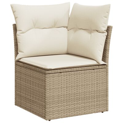 vidaXL 11-delige Tuinset met kussens poly rattan beige