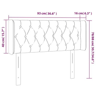 vidaXL Hoofdbord LED 93x16x78/88 cm fluweel lichtgrijs