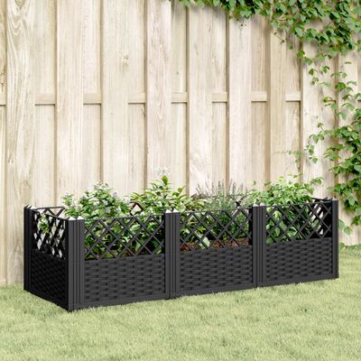 vidaXL Plantenbak met pinnen 123,5x43,5x43,5 cm polypropeen zwart