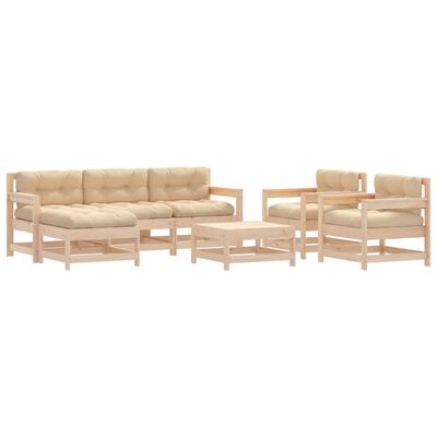 vidaXL 7-delige Loungeset met kussens massief teak