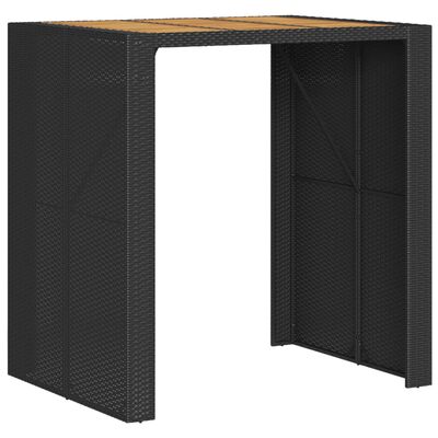 vidaXL Tuinbartafel acaciahouten blad 105x80x110 cm poly rattan zwart