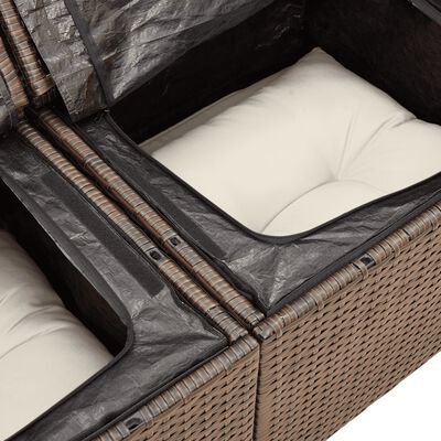 vidaXL 10-delige Loungeset met kussens poly rattan bruin