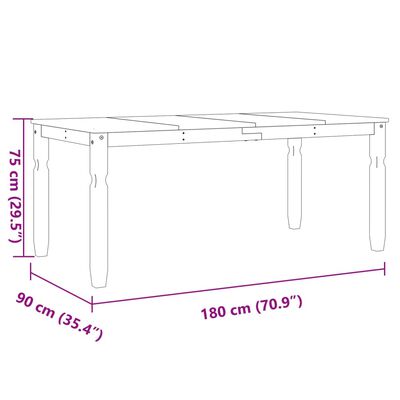 vidaXL Eettafel Corona 180x90x75 cm massief grenenhout wit