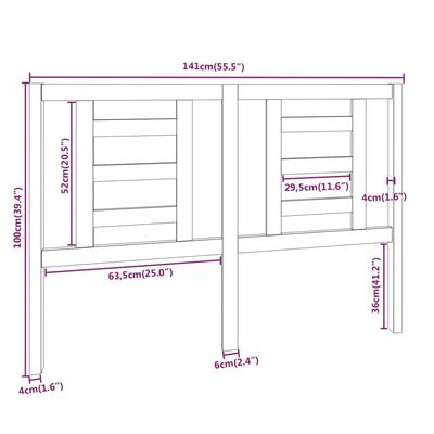 vidaXL Hoofdbord 141x4x100 cm massief grenenhout